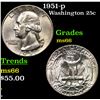 Image 1 : 1951-p Washington Quarter 25c Grades GEM+ Unc