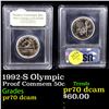 Image 1 : Proof 1992-S Olympic Modern Commem Half Dollar 50c Graded GEM++ Proof Deep Cameo By USCG