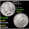 Image 1 : 1922-p Peace Dollar $1 Grades Choice+ Unc