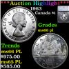 Image 1 : ***Auction Highlight*** 1963 Canada Dollar $1 Grades GEM+ UNC PL BY SEGS (fc)