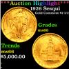 Image 1 : ***Auction Highlight*** 1926 Sesqui Gold Commem $2 1/2 Graded ms66 BY SEGS (fc)