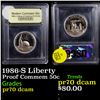 Image 1 : Proof 1986-S Liberty Modern Commem Half Dollar 50c Graded GEM++ Proof Deep Cameo By USCG