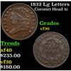 Image 1 : 1832 Lg Letters Coronet Head Large Cent 1c Grades vf++