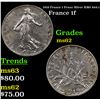 Image 1 : 1919 France 1 Franc Silver KM# 844.1 Grades Select Unc