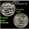 Image 1 : 1951-p Washington Quarter 25c Grades GEM++ Unc