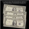 Image 1 : 4 x Consecutive Serial Numbered 1935G $1 Blue Seal Silver Certificates Grades CU