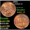 Image 1 : 1901 Indian Cent 1c Grades Choice+ Unc RB