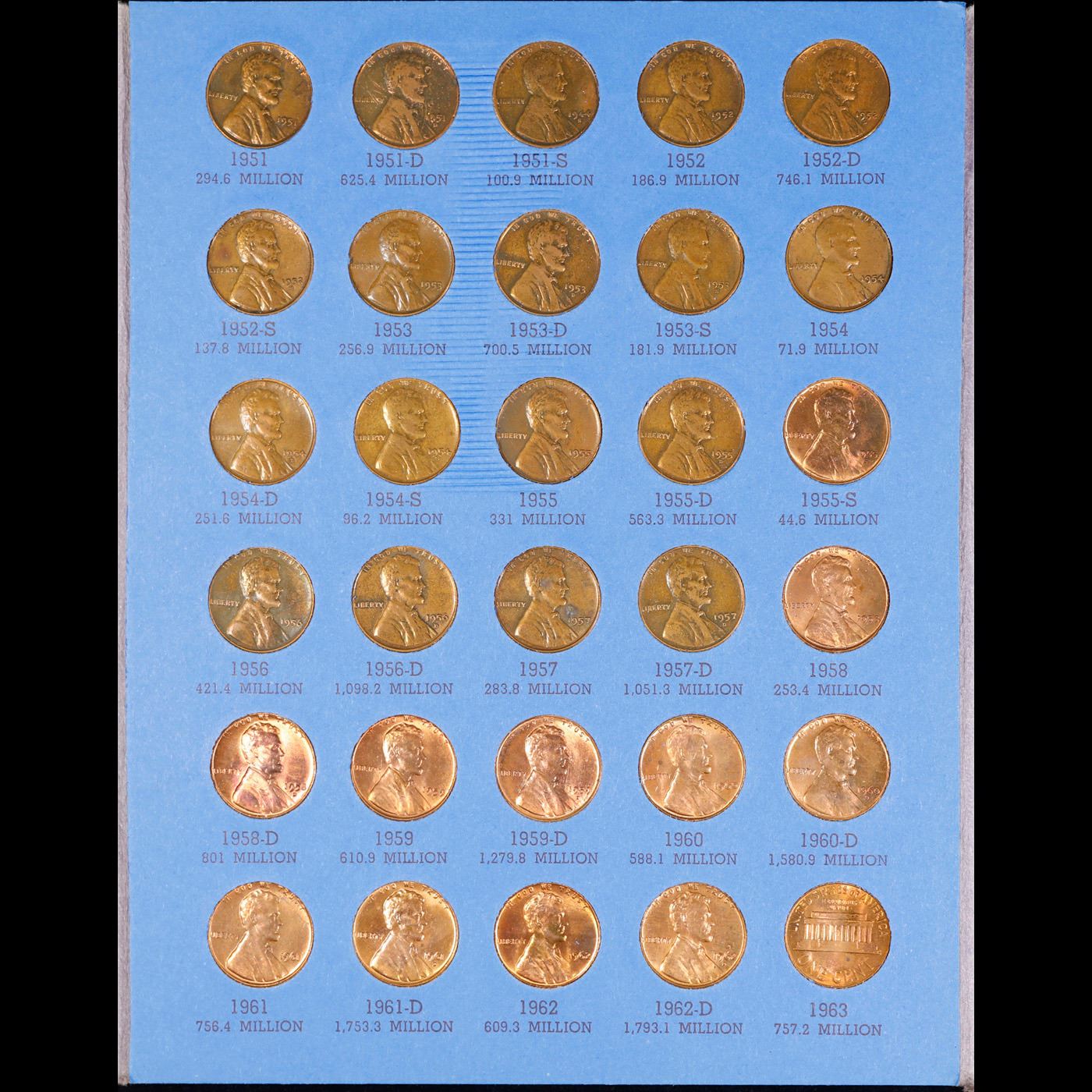 Partial Lincoln 1c Whitman Folder, 19411975 90 coins in Total