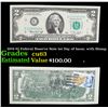 Image 1 : 1976 $2 Federal Reserve Note 1st Day of Issue, with Stamp Grades Select CU