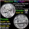Image 1 : ***Auction Highlight*** 1945-p Jefferson Nickel Near TOP POP! 5c Graded GEM++ 5fs BY USCG (fc)