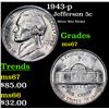 Image 1 : 1943-p Jefferson Nickel 5c Grades GEM++ Unc