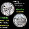 Image 1 : 1942-p Jefferson Nickel 5c Grades GEM++ 5fs