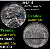 Image 1 : 1943-d Jefferson Nickel 5c Grades GEM++ 5fs
