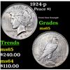 Image 1 : 1924-p Peace Dollar $1 Grades GEM Unc