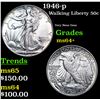Image 1 : 1946-p Walking Liberty Half Dollar 50c Grades Choice+ Unc