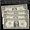 Image 1 : 4 x Consecutive Serial Numbered 2006 $1 Green Seal Federal Reserve Notes Grades CU