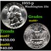 Image 1 : 1955-p Washington Quarter 25c Grades GEM++ Unc