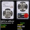 Image 1 : NGC 1972-s silver Eisenhower Dollar $1 Graded ms66 By NGC