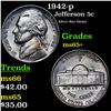 Image 1 : 1942-p Jefferson Nickel 5c Grades GEM+ Unc
