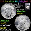 Image 1 : ***Auction Highlight*** 1924-s Peace Dollar $1 Grades Choice+ Unc By SEGS (fc)