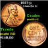 Image 1 : 1957-p Lincoln Cent 1c Grades GEM+ Unc RD