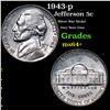 Image 1 : 1943-p Jefferson Nickel 5c Grades Choice+ Unc