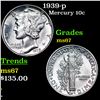 Image 1 : 1939-p Mercury Dime 10c Grades GEM++ Unc