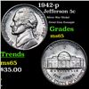 Image 1 : 1942-p Jefferson Nickel 5c Grades GEM Unc