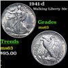 Image 1 : 1941-d Walking Liberty Half Dollar 50c Grades Select Unc