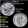 Image 1 : 1931-p Mercury Dime 10c Grades GEM+ Unc