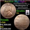 Image 1 : ***Auction Highlight*** (1792) Washington Cent 1c Born Virginia, General Reverse Plain Edge Graded f