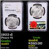 Image 1 : NGC 1922-d Peace Dollar $1 Graded ms63 By NGC