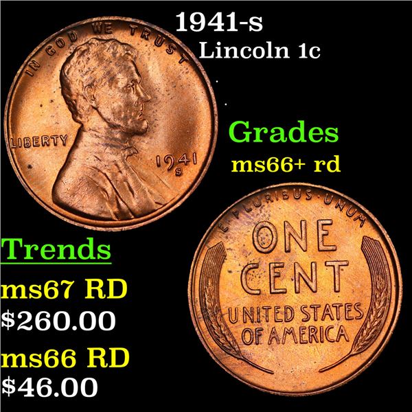 1941-s Lincoln Cent 1c Grades GEM++ RD