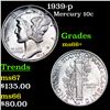 Image 1 : 1939-p Mercury Dime 10c Grades GEM++ Unc
