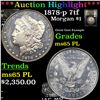 Image 1 : ***Auction Highlight*** 1878-p 7tf Morgan Dollar $1 Graded GEM Unc PL BY USCG (fc)