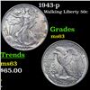 Image 1 : 1943-p Walking Liberty Half Dollar 50c Grades Select Unc