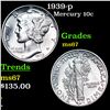Image 1 : 1939-p Mercury Dime 10c Grades GEM++ Unc