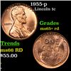 Image 1 : 1955-p Lincoln Cent 1c Grades Gem+ Unc RD