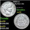 Image 1 : 1901-o Barber Dime 10c Grades Choice AU/BU Slider