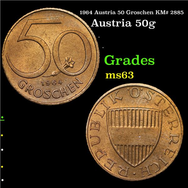 1964 Austria 50 Groschen KM# 2885 Grades Select Unc
