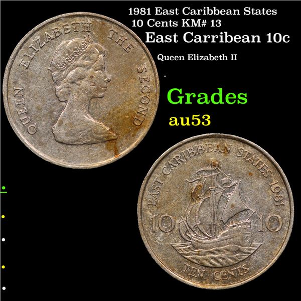 1981 East Caribbean States 10 Cents KM# 13 Grades Select AU