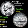 Image 1 : 1942-p Jefferson Nickel 5c Grades GEM+ Unc