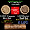 Image 1 : Mixed small cents 1c orig shotgun roll, 1918-d Wheat Cent, 1889 Indian Cent other end, Brinks Wrappe
