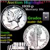 Image 1 : ***Auction Highlight*** 1939-p Mercury Dime 10c Graded ms66+ fsb By SEGS (fc)