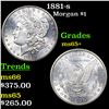 Image 1 : 1881-s Morgan Dollar $1 Grades GEM+ Unc