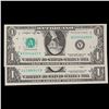 Image 2 : 2x Non-Consecutive 1985 $1 Federal Reserve Notes (Boston MA and New York NY), All CU Grades CU