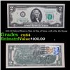 Image 1 : 1976 $2 Federal Reserve Note 1st Day of Issue, with July 4th Stamp Grades Choice CU