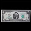 Image 2 : 1976 $2 Federal Reserve Note 1st Day of Issue, with July 4th Stamp Grades Choice CU