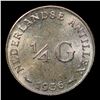 Image 3 : 1956 Antilles (Netherlands Colony) 1/4 Gulden Silver KM# 4 Grades GEM Unc