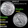 Image 1 : 1942-d Walking Liberty Half Dollar 50c Grades Select Unc